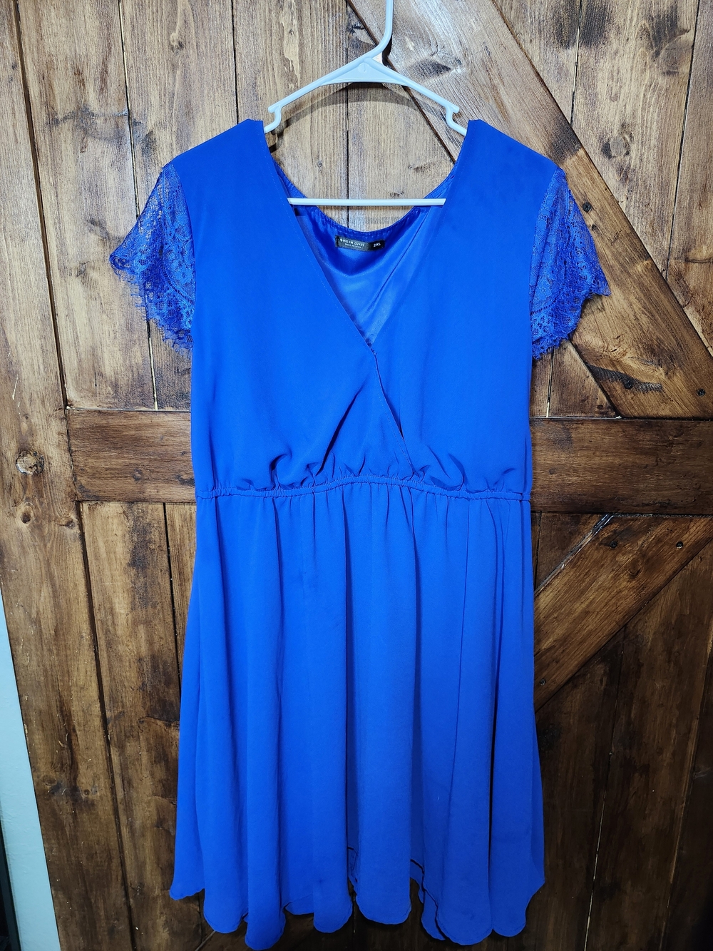 SHEIN Royal Blue Lace Sleeve Midi Dress